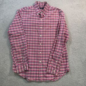 Ralph Lauren Mens Medium Pink Plaid Cotton Button Down Long Sleeve Shirt
